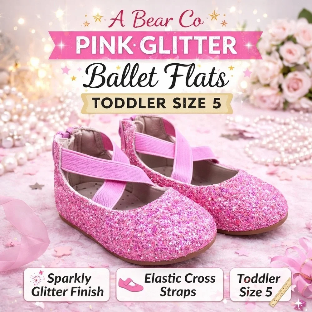 A Bear Co Pink Glitter Ballet Flats Toddler Size 5
